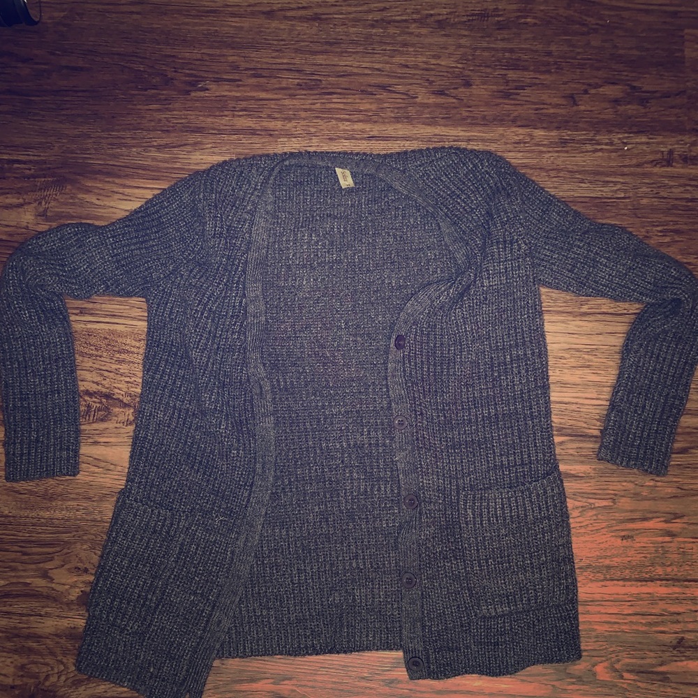 Grey knitted cardigan